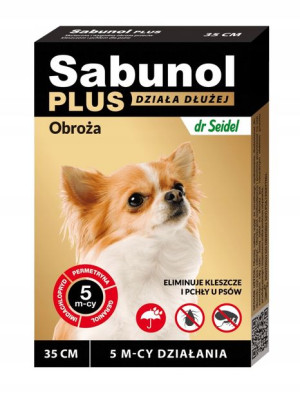 Sabunol Plus Obroża na Pchły i Kleszcze 35cm brąz