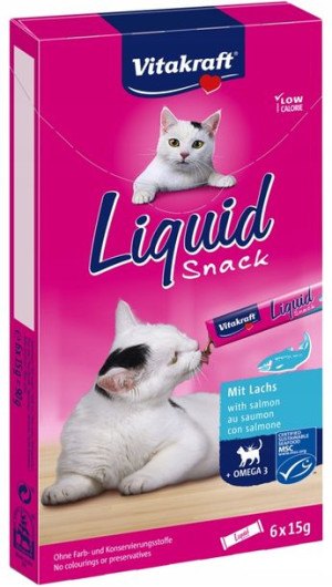 Vitakraft Cat Liquid snack 6szt łosoś+omega3