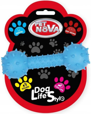 Pet Nova Hantel z dzwonkiem 14cm, niebieski