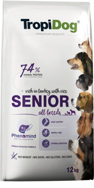 Tropidog Premium Senior Indyk i Ryż 12kg