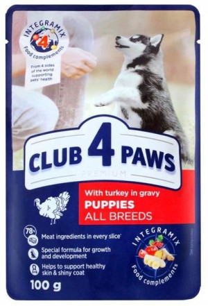Club4 Paws saszetka PUPPY indyk w sosie 100g