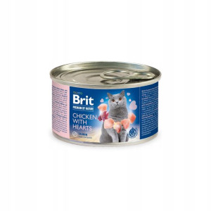 Brit Premium Cat 200g Chicken Hearts puszka