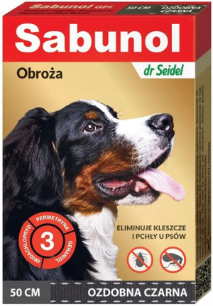 Sabunol Obroża 50cm - czarna Pchły i Kleszcze