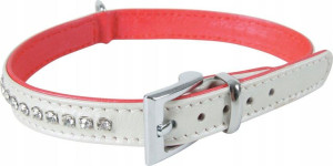 Zolux Obroża skórzana z cyrkoniami 25cm biała