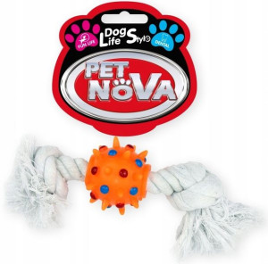 Pet Nova Piłka pomarańczowa na sznurze 25cm