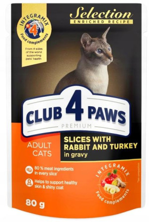 Club4 Paws saszetka indyk królik 80g sos