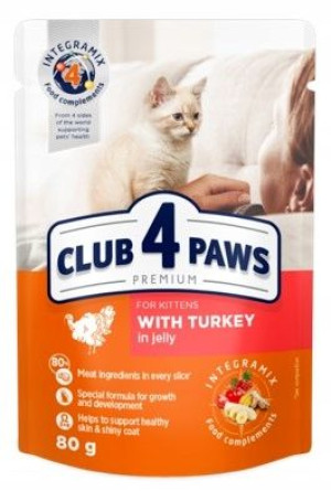 Club4 Paws saszetka Kitten 80g z indykiem galare