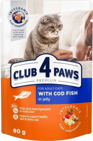 Club4 Paws saszetka dla kotów dorsz jelly 80g