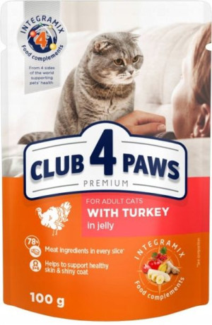 Club4 Paws saszetka d/kotów indyk jelly 100g