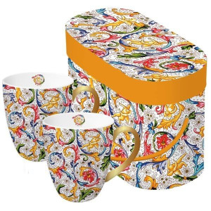 Florentina Złote Kubki Porcelanowe w Ozdobnym Pudełku