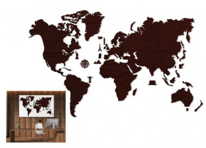 Drewniane puzzle 3D Wooden.City - Mapa Świata XL Dark Oak