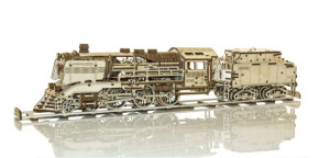 Drewniane puzzle mechaniczne 3D Wooden.City - WOODEN EXPRESS + Tender, tory