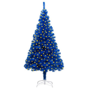 Sztuczna choinka ze stojakiem i LED, niebieska, 210 cm, PVC