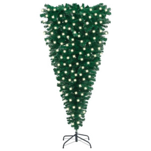 Odwrócona, sztuczna choinka z lampkami LED, zielona, 240 cm