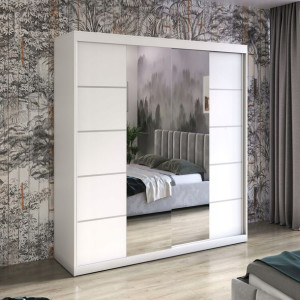 Szafa przesuwna BASTER V 200 cm z lustrem biały