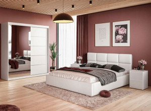 Sypialnia zestaw SIMPLE biały mat szafa łóżko