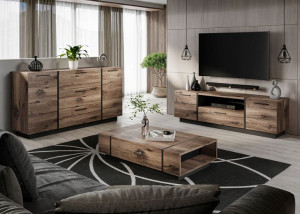 Zestaw mebli ONYX LOFT dąb flagstaff czarny uchwyt