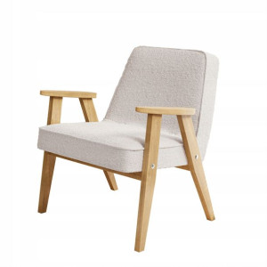 Fotel tapicerowany drewniany VINTAGE ascot beżowy