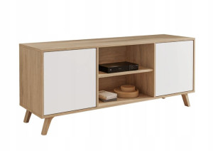Szafka RTV CHICAGO II 137 cm dąb puccini biały
