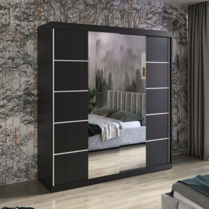 Szafa przesuwna BASTER V 200 cm z lustrem czarny