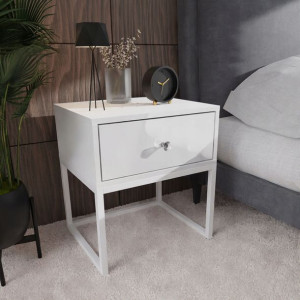 Stolik nocny BLANCO LOFT biały połysk uchwyt