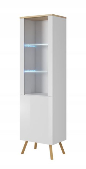 Witryna LUNA 50 wysoki połysk/wotan - szkło + LED