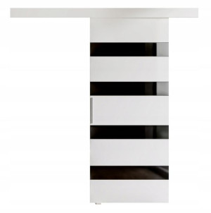 Drzwi przesuwne PORTE V biały czarny lacobel 86 cm
