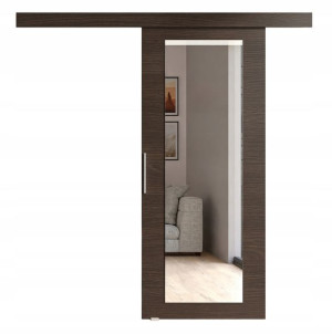 Drzwi przesuwne z lustrem PORTE IV choco 86 cm