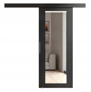 Drzwi przesuwne z lustrem PORTE IV czarny 86 cm