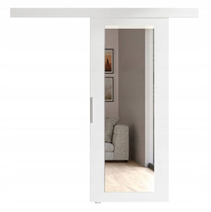 Drzwi przesuwne z lustrem PORTE IV biały mat 86 cm