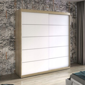 Szafa przesuwna BASTER IV 200 cm dąb sonoma biały