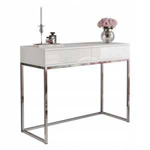 Konsola BLANCO CHROM 100 cm biały połysk PUSH OPEN
