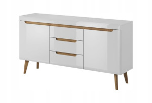 Komoda NORDICA 160 cm wysoki połysk/dąb riviera
