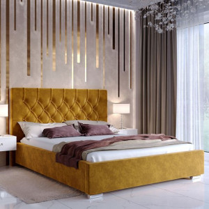 Łóżko tapicerowane GLAMOUR guziki POJEMNIK 140x200