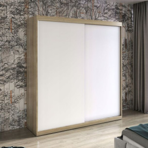 Szafa przesuwna BASTER X 200 cm dąb sonoma biały