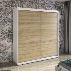 Szafa przesuwna BASTER X 200 cm biały dąb sonoma
