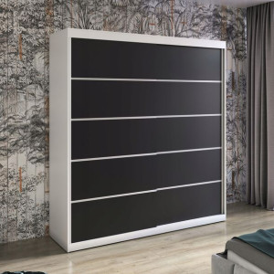 Szafa przesuwna BASTER IV 200 cm biały czarny mat