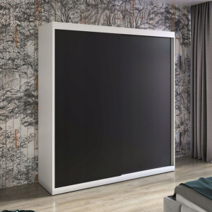 Szafa przesuwna BASTER X 200 cm biały czarny mat