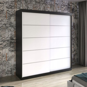 Szafa przesuwna BASTER IV 200 cm czarny biały mat