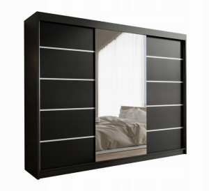 Szafa przesuwna DELMA VI 250 cm lustro czarny mat