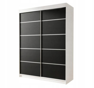 Szafa przesuwna CAMARO IV 150 cm biały czarny mat
