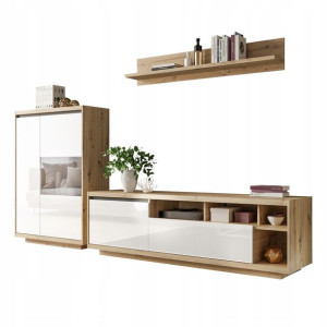 Meblościanka CHENNAI dąb artisan biały połysk