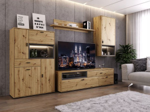 Zestaw mebli meblościanka SENSEY dąb artisan LED