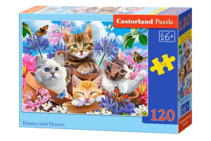 Castorland Puzzle 120el. Kittens With Flowers Układanka