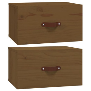 Szafki nocne, wiszące, 2 szt., 40x29,5x22 cm, miodowy brąz