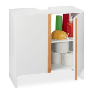 Biała szafka pod umywalkę bambus 60 cm
