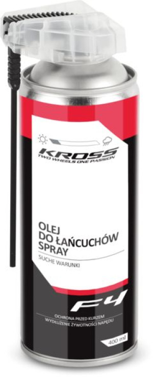 Olej w sprayu do łańcuchów Kross F4 na suche warunki 400 ml