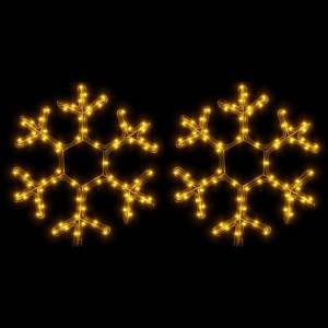 Ozdobne śnieżynki, ciepłe białe światło LED, 2 szt., 38x37 cm