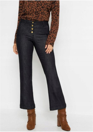 Bonprix Granatowe Spodnie 7/8 Jeansy Dzowny Bootcut Guziki 42-44 949085