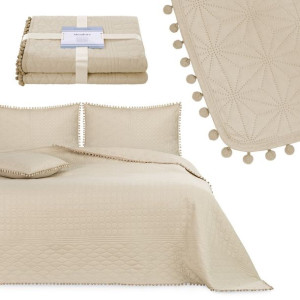 AmeliaHome Narzuta na łóżko z pomponami 170x270 MD